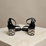 Patent Leather Block Heel Sandals