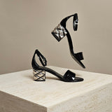Patent Leather Block Heel Sandals
