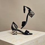 Patent Leather Block Heel Sandals