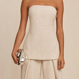 Strapless Linen Top (Small to Size-SIZE UP)