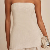 Strapless Linen Top (Small to Size-SIZE UP)