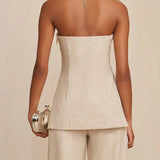Strapless Linen Top (Small to Size-SIZE UP)