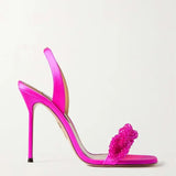 chain of love 105 crystal-embellished satin slingback sandals