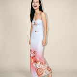 Strapless Cutout Dress with Starfish Print