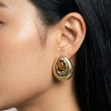Tiger Eye Gold Stud Earrings