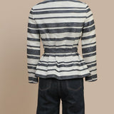 Blue White Cinch Waist Jacket
