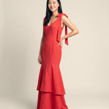 Domingo Tiered Bow-detailed Crepe Gown