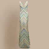 Striped Backless Halter Dress