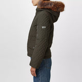 Olive quilted Faux-Fur Jacket