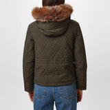 Olive quilted Faux-Fur Jacket