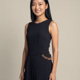 Chain Embellished Crepe Midi Dress