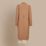 Cashmere coat Leather Color-Block