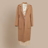 Cashmere coat Leather Color-Block