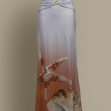 Strapless Cutout Dress with Starfish Print