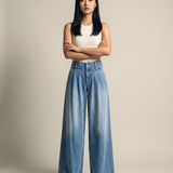 Anders Low-Rise Wide-Leg Double-Pleated Jeans