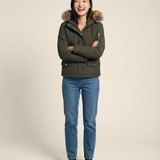 Olive quilted Faux-Fur Jacket