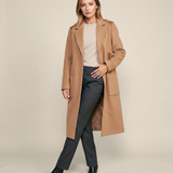 Cashmere coat Leather Color-Block