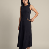 Chain Embellished Crepe Midi Dress