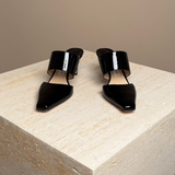 Hawke 65 Black Patent Leather Slip-On Heels Pumps.