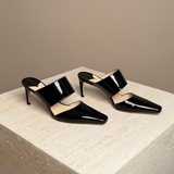 Hawke 65 Black Patent Leather Slip-On Heels Pumps.