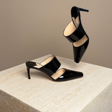 Hawke 65 Black Patent Leather Slip-On Heels Pumps.