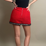 Red Tweed Mini Skirt