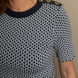 Shoulder Button Mid-Sleeve Top