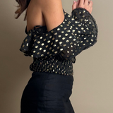 Black and Gold Chiffon Top