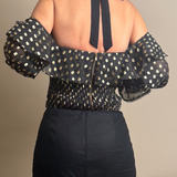 Black and Gold Chiffon Top