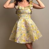 Harmony Frilled Mini Dress - Citrus Garden Print 