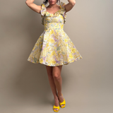 Harmony Frilled Mini Dress - Citrus Garden Print 