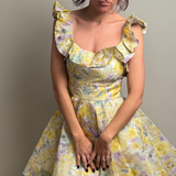 Harmony Frilled Mini Dress - Citrus Garden Print 