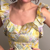 Harmony Frilled Mini Dress - Citrus Garden Print 