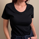 Beaded Round Neck T-shirt