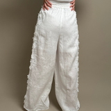 Halliday Lace-Trimmed Ramie Shirt & Wide-Leg Pants Set