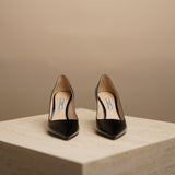 Black Textured Patent-Leather Pump