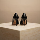 Black Textured Patent-Leather Pump
