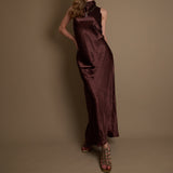 High Neck Satin Dress