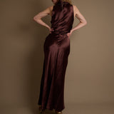 High Neck Satin Dress