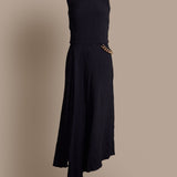 Chain Embellished Crepe Midi Dress