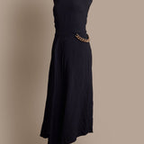 Chain Embellished Crepe Midi Dress