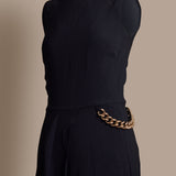 Chain Embellished Crepe Midi Dress