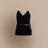 V-neck Twisted Openwork Cable Knit Camisol