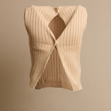Sleevless Back Button Knit