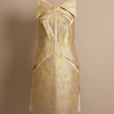 Metallic Floral Shift Dress