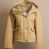 Cropped Quilted Hooded Jacket