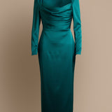 Emerald Satin Midi Dress