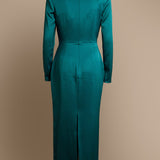 Emerald Satin Midi Dress