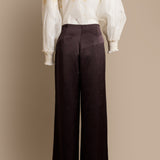 Brown Satin Trousers with Zipper