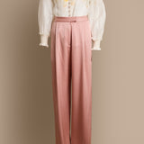 Hartley Pleated Satin-Crepe Wide-Leg Pants